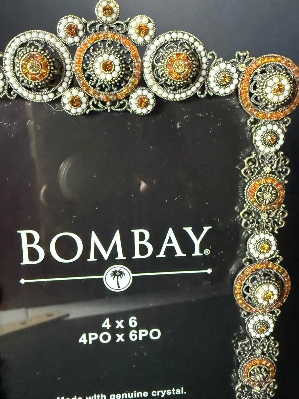 Vintage The Bombay Company 4x6 Crystal Ornate Art deco Picture Frame New no box